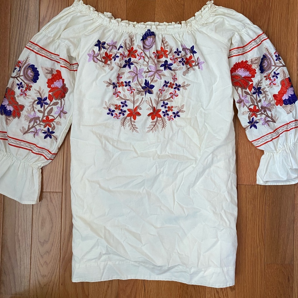 Free People off the shoulder embroidered white dress